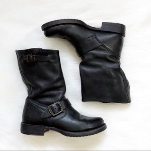 Frye Veronica Short Slouchy Boot Black Leather 6